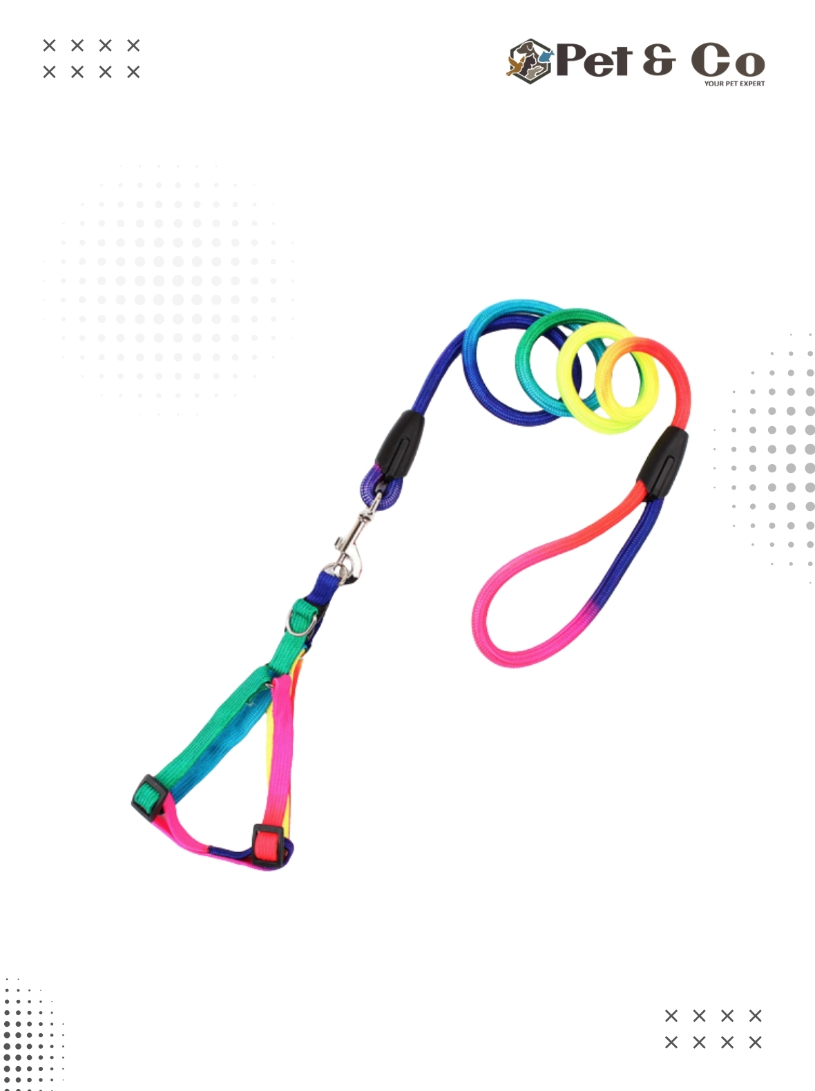 Dog Multi Color Leash With Harness