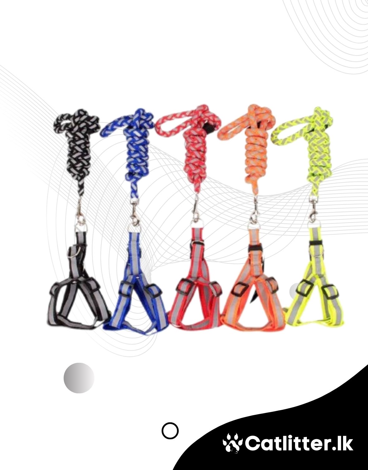 Braided Nylon Dog Leash With Harness Random Color