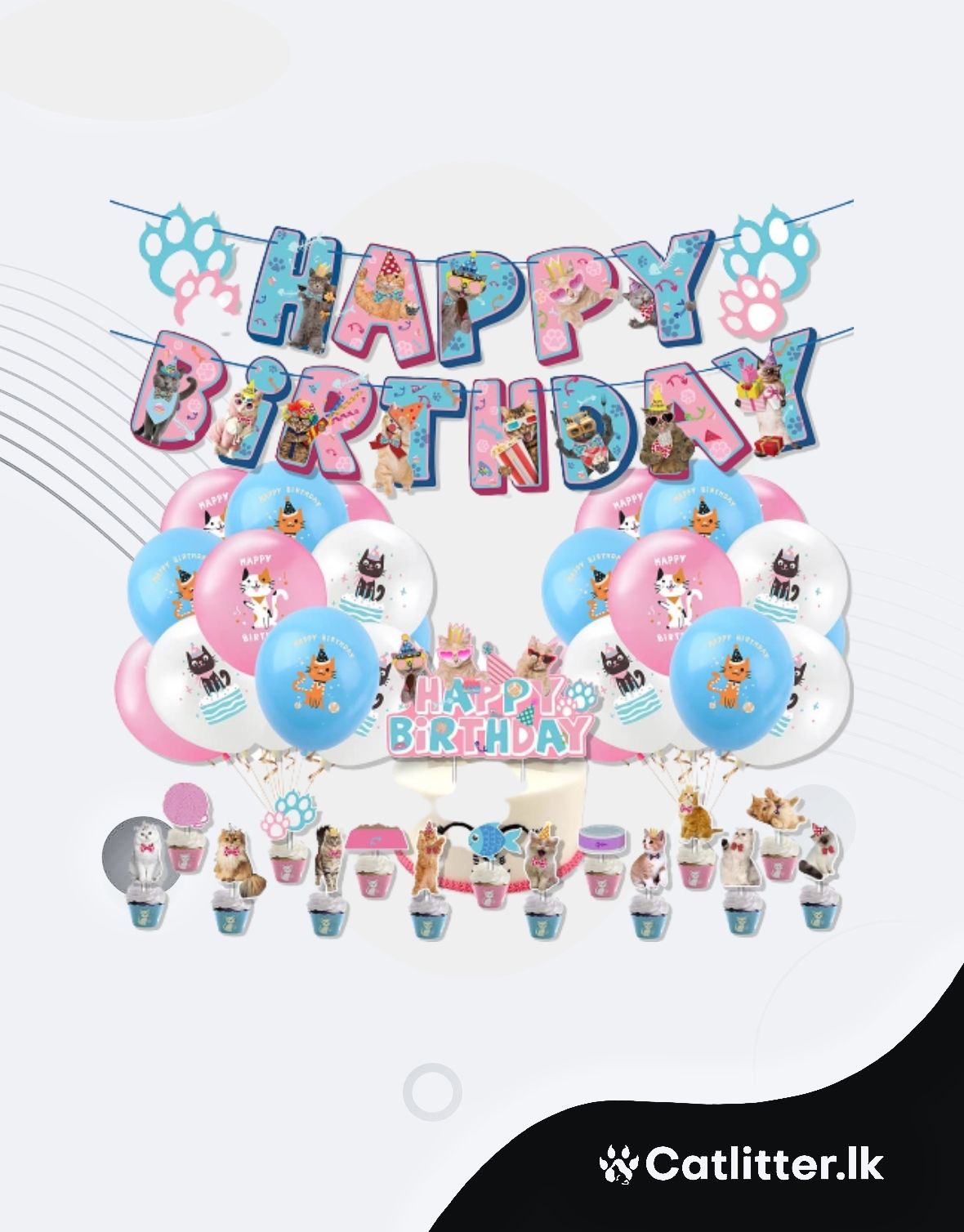 Cat Birthday Party Decorations Set