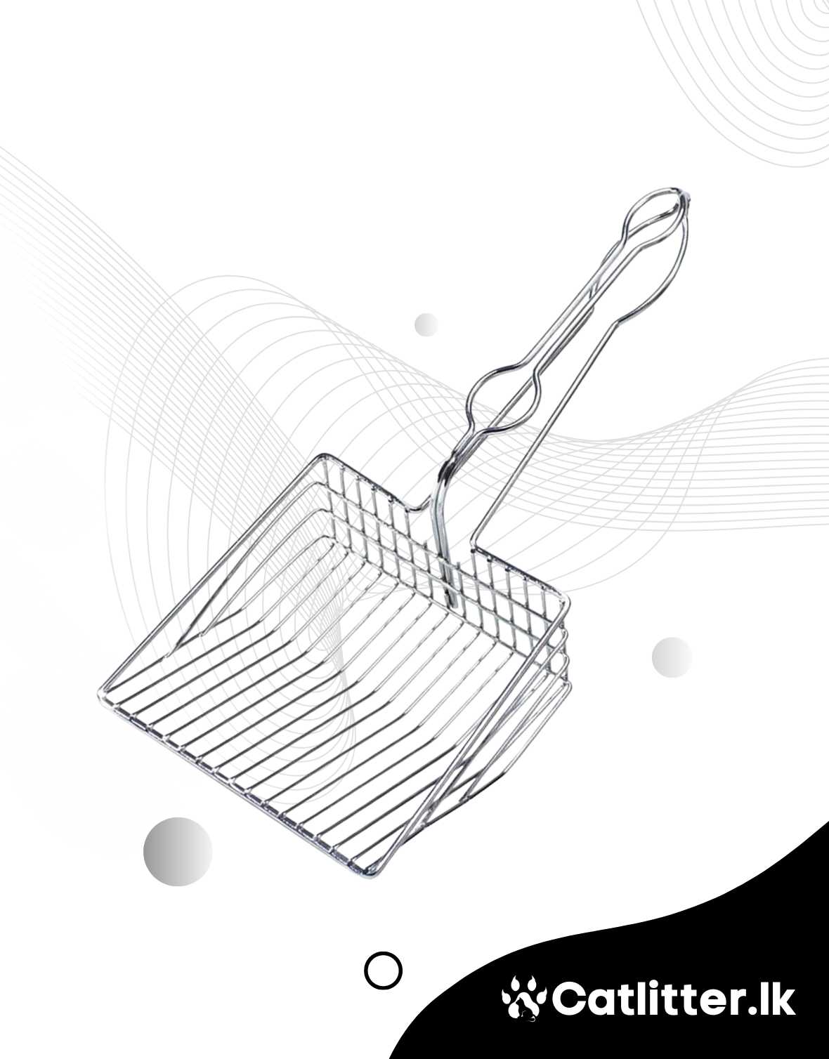 Stainless Steel Catlitter Scoop with Long Handle and Hook Holder
