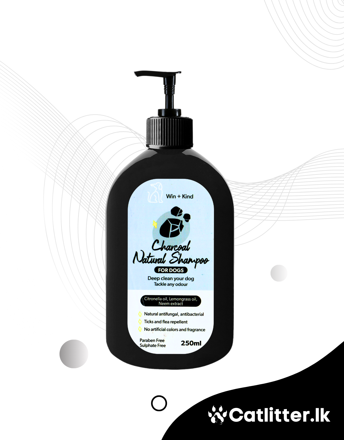 Charcoal Natural Shampoo for Dogs 250mL