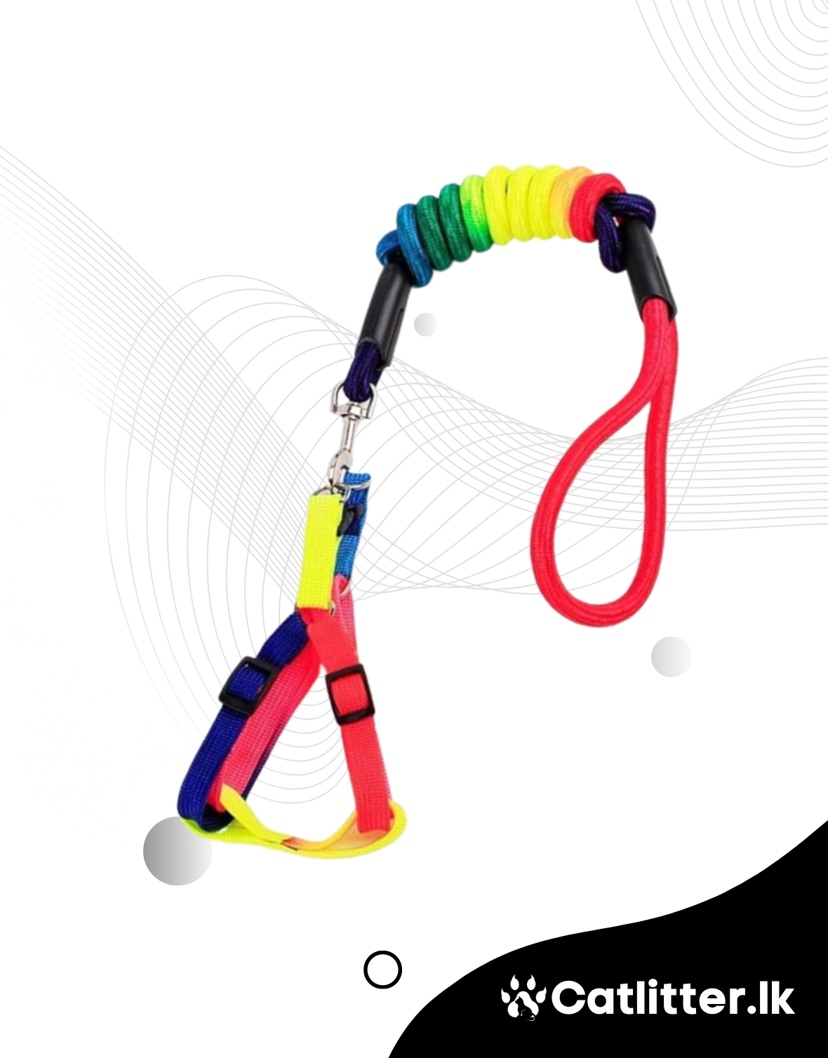 Rainbow Color Dog Puppy And Cat Leash With Harness