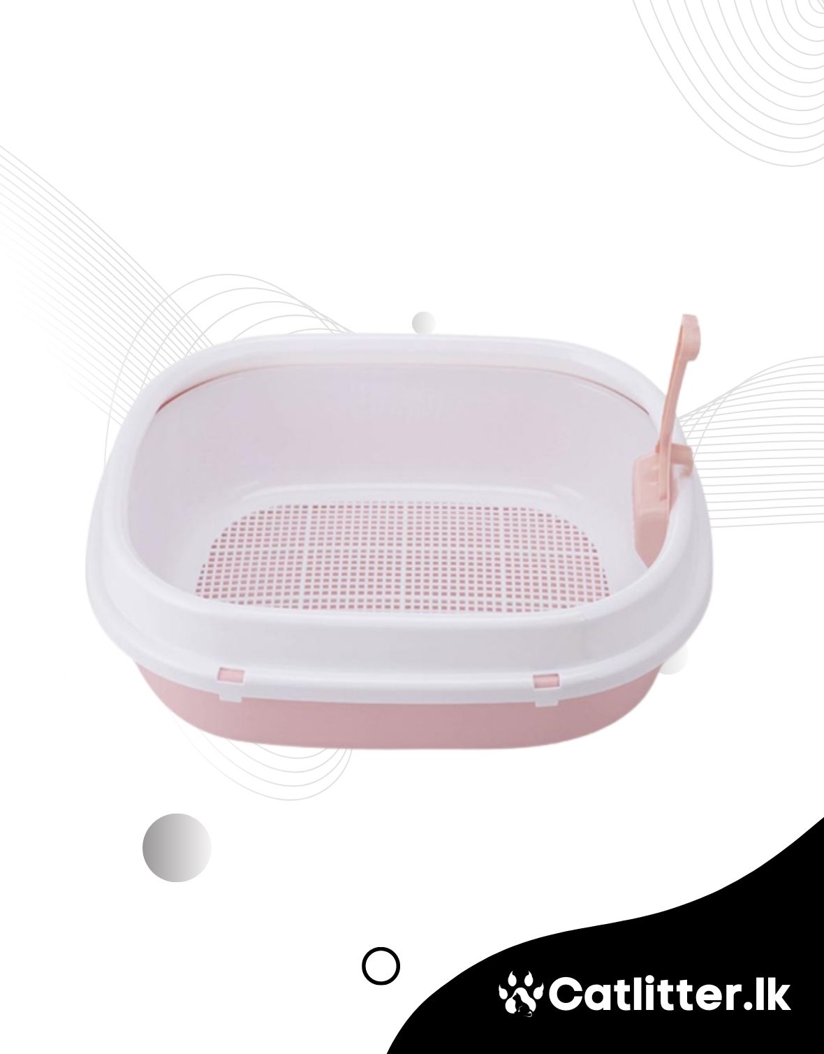 Easy Clean Cat Litter Large Tray Hard Plastic With Scoop For Cats (2)