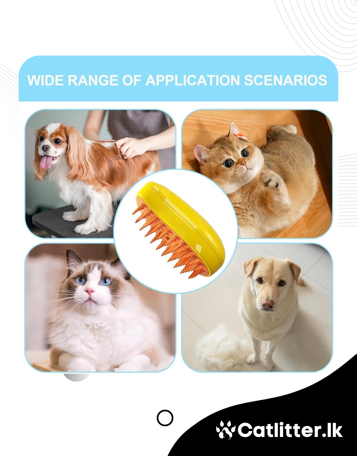 Cat Steam Brush, Pet Spray Massage Comb, Defur Technology, (3)