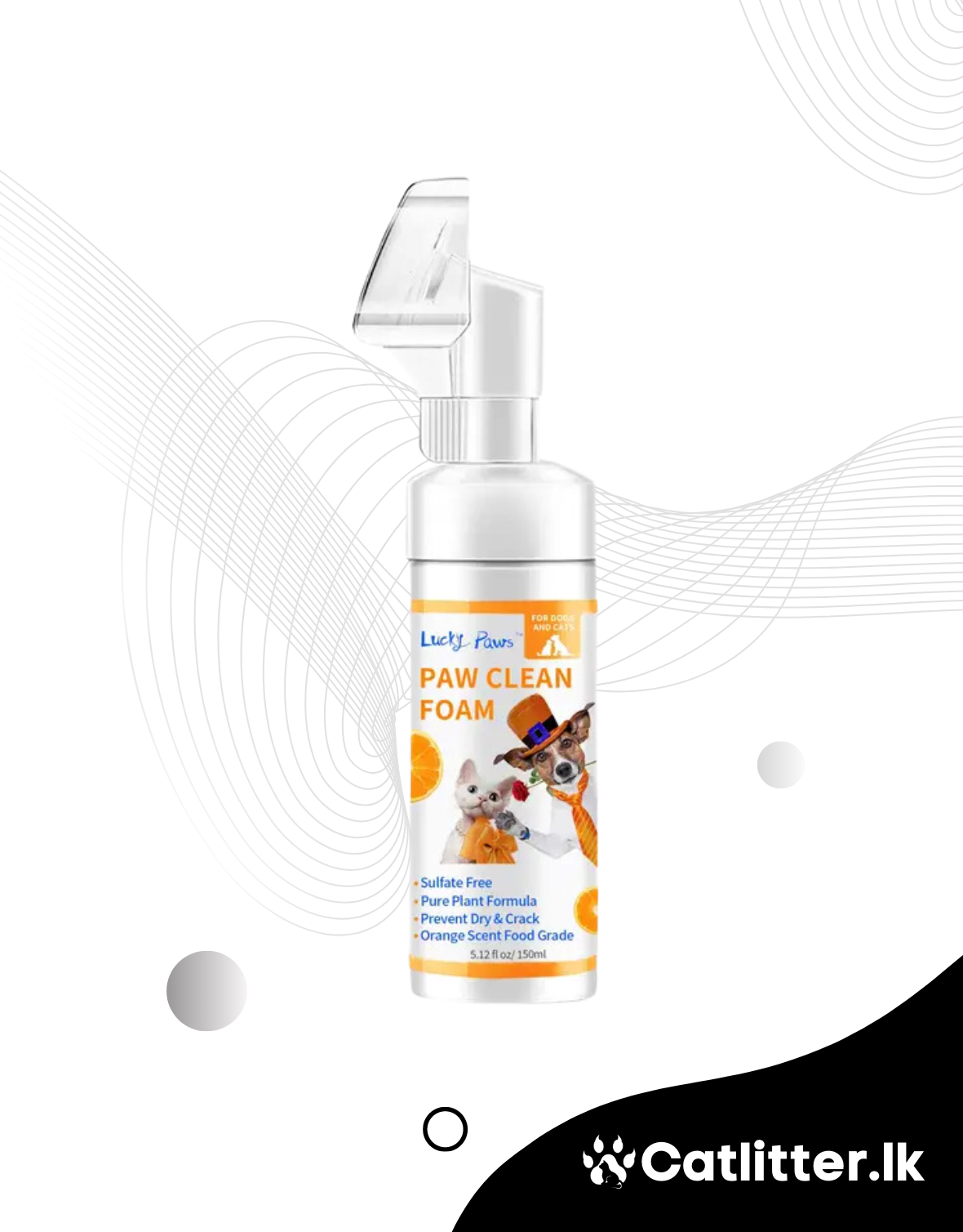 Pet Paw Cleaning Foam Orange Scented for Cats & Dogs 150mL