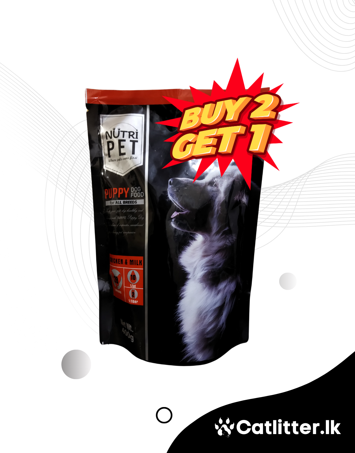 NUTRI PET Puppy Dog Food for All Breeds 400g (BUY 2 GET 1 FREE)