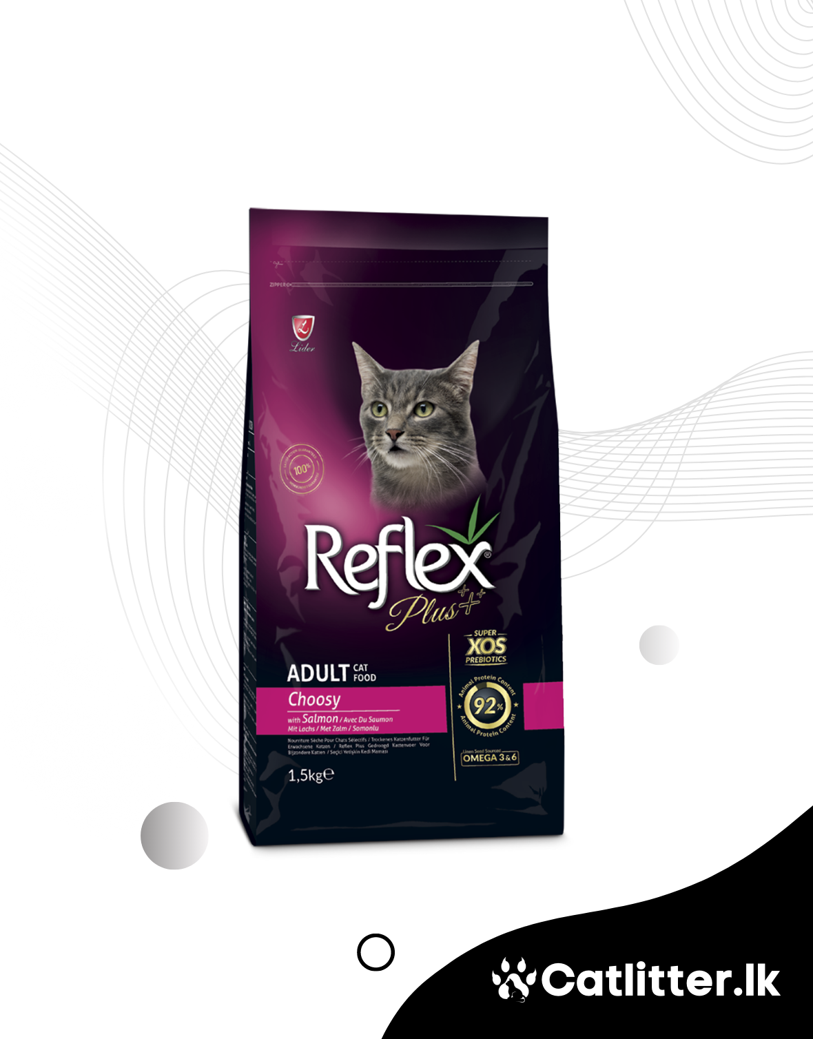 Reflex Plus Choosy Adult Cat Food with Salmon 1.5Kg