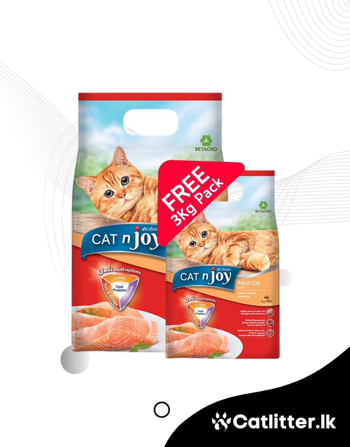 CAT n joy Adult Salmon Fish Flavour 7Kg (Free 3Kg Pack)