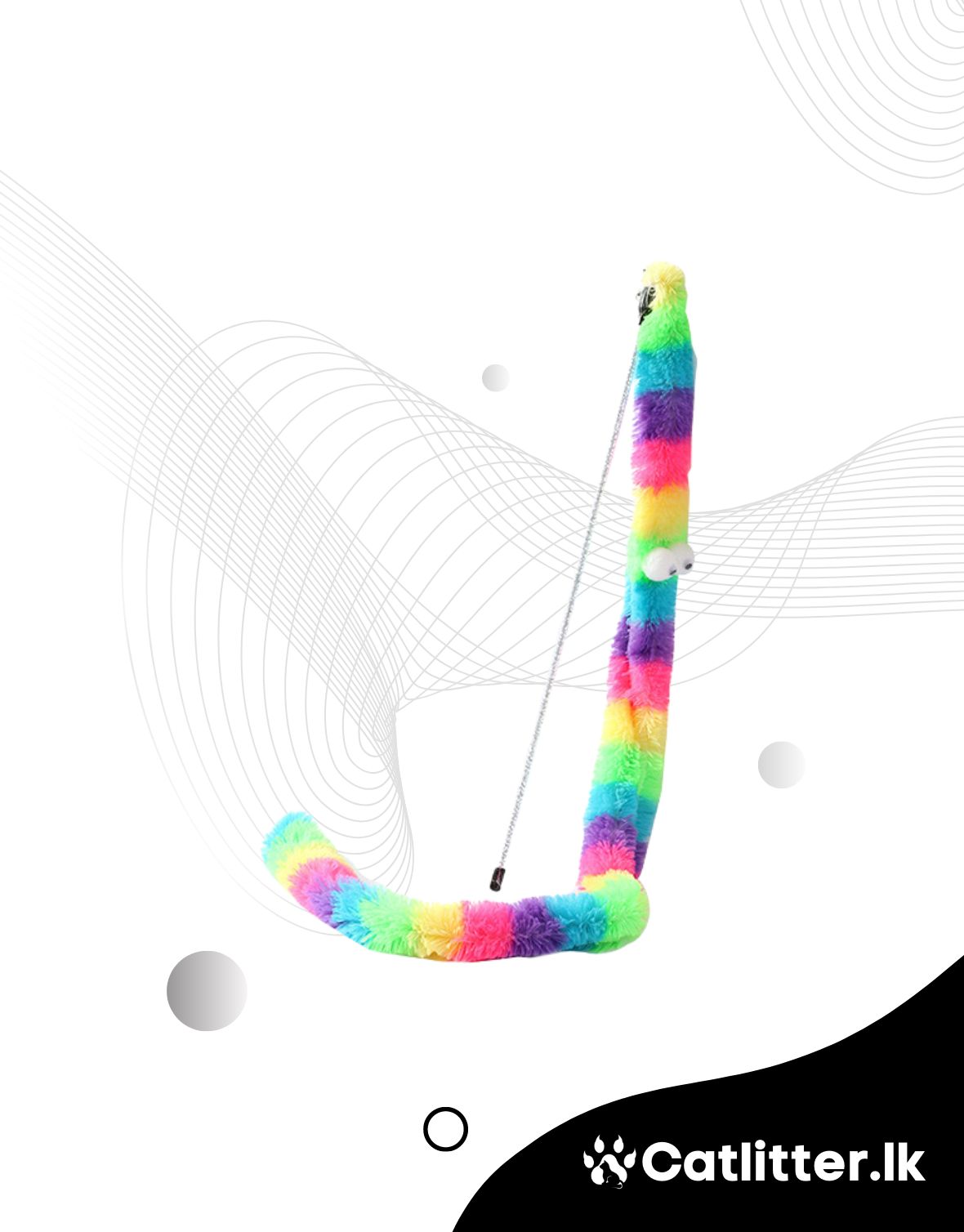 Rainbow Fluffy Long Plush Snake Funny Cat Stick Toy