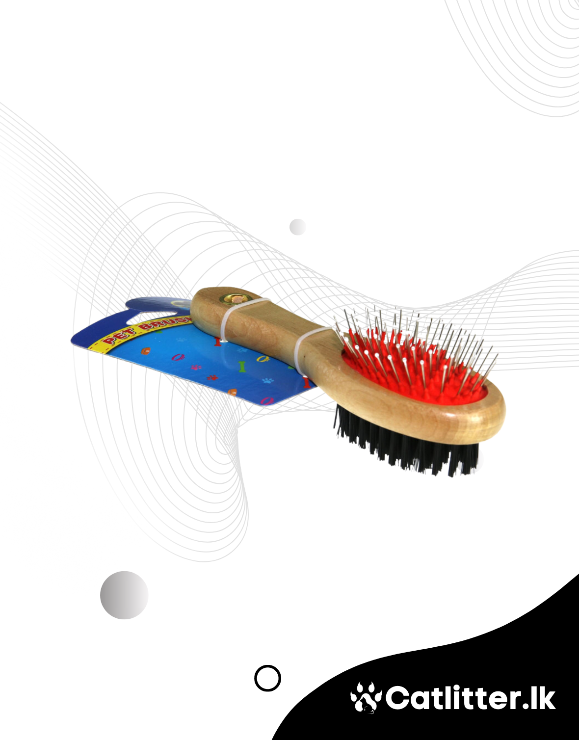 Wood double brush brush for pet