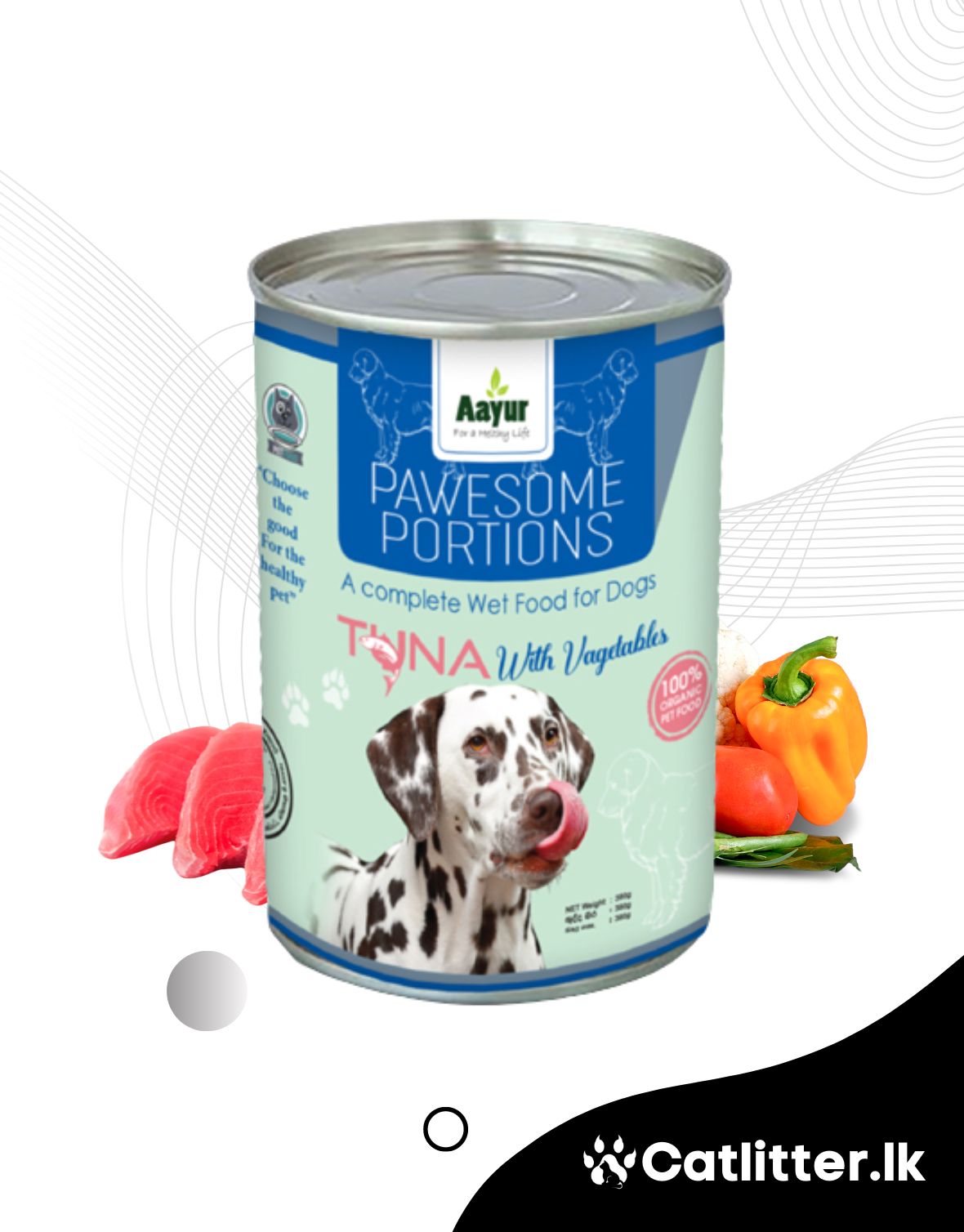 Ayur Pawesome Portions wet food can for dogs 380g (Tuna & Vegitables)