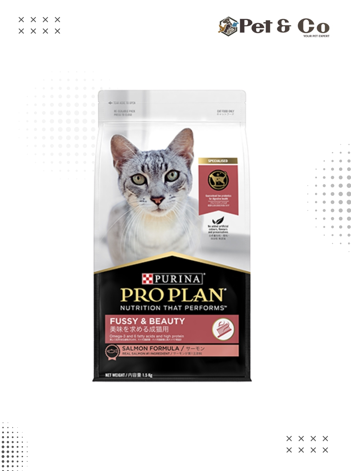 PRO PLAN Adult Fussy & Beauty Salmon Dry Cat Food 1.5Kg