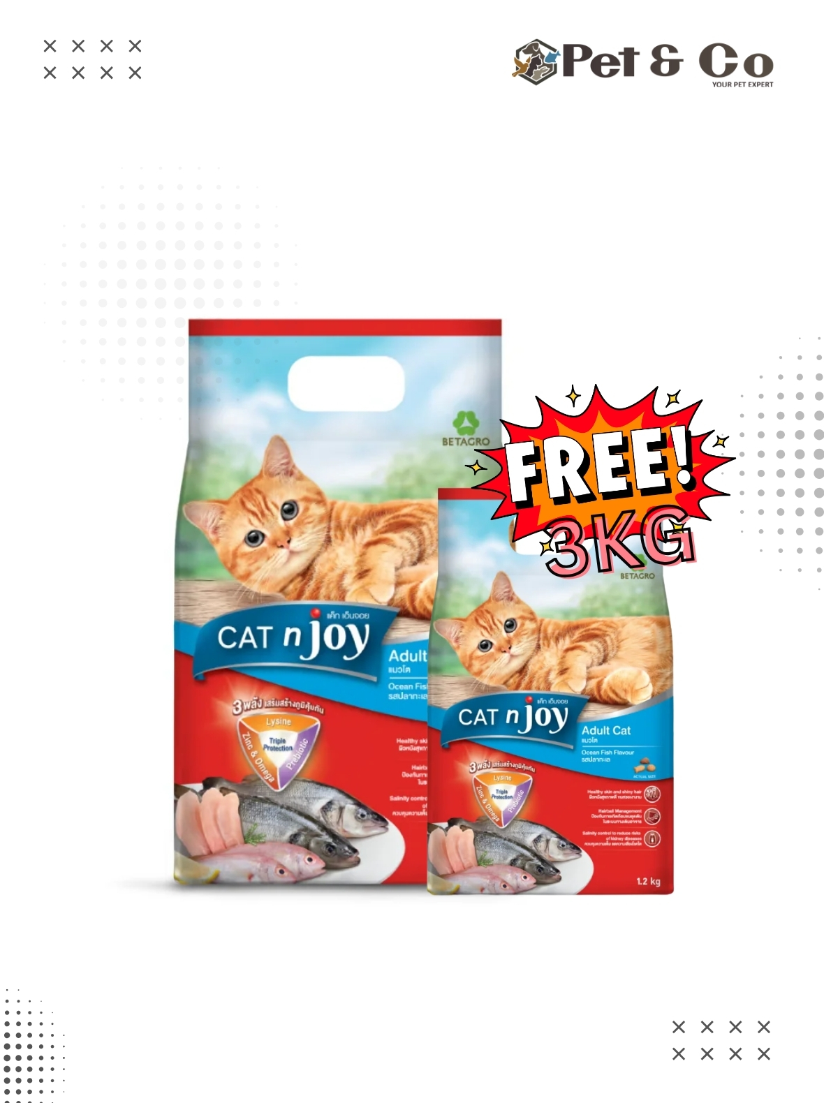 CAT n joy Adult Ocean Fish Flavour 7Kg (Free 3Kg Pack)