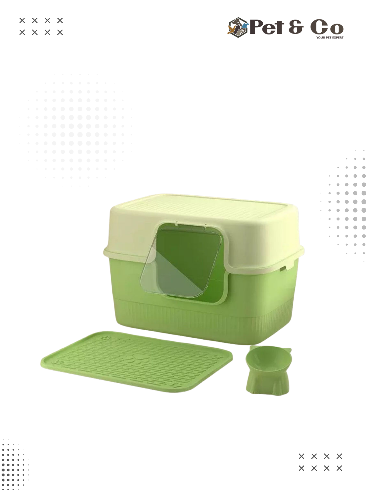 Fully Covered Cat Litter Box with Scoop Pet Litter Tray for Small Pets