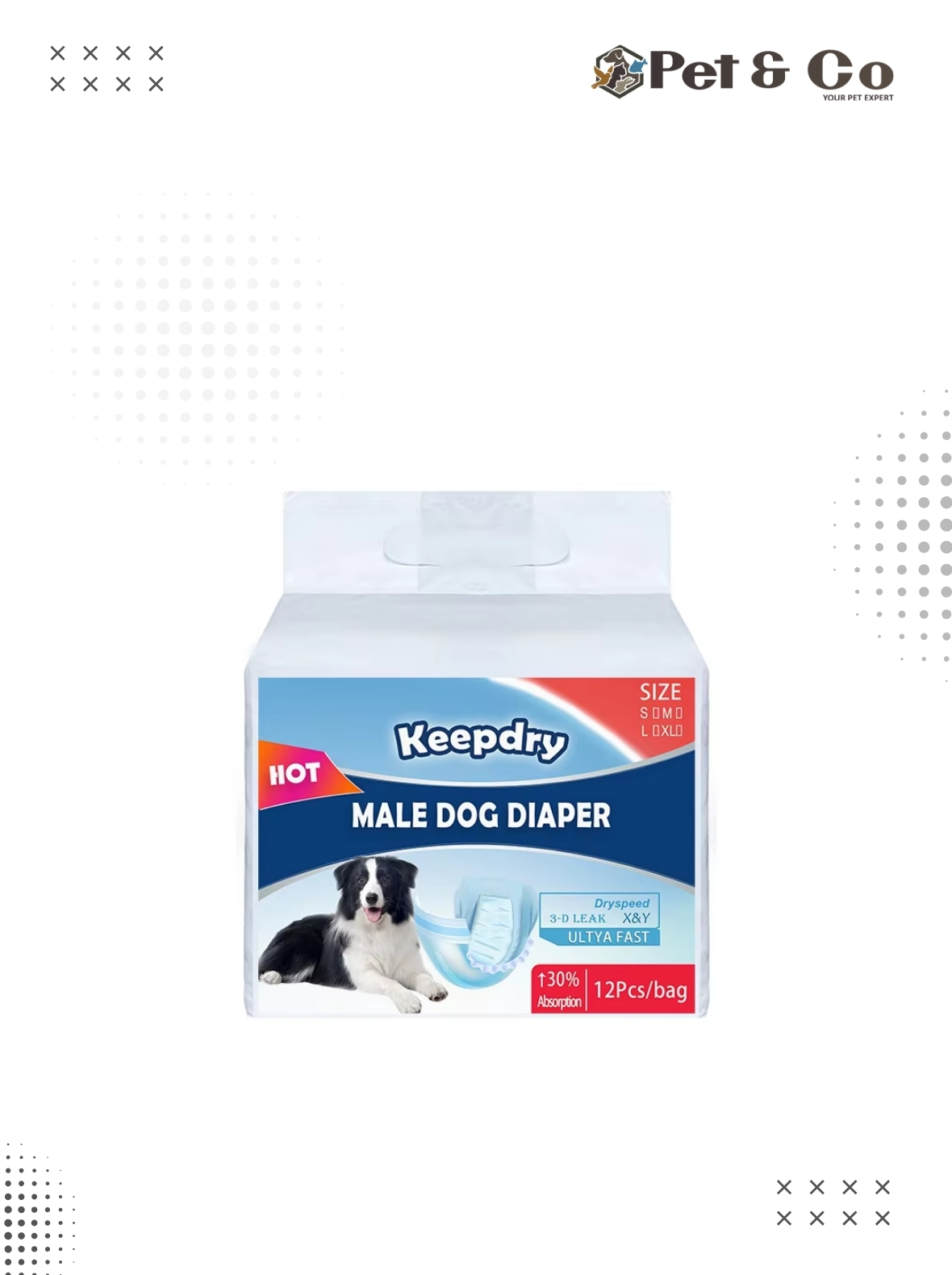 Keepdry Male Dog Diaper 12pcs