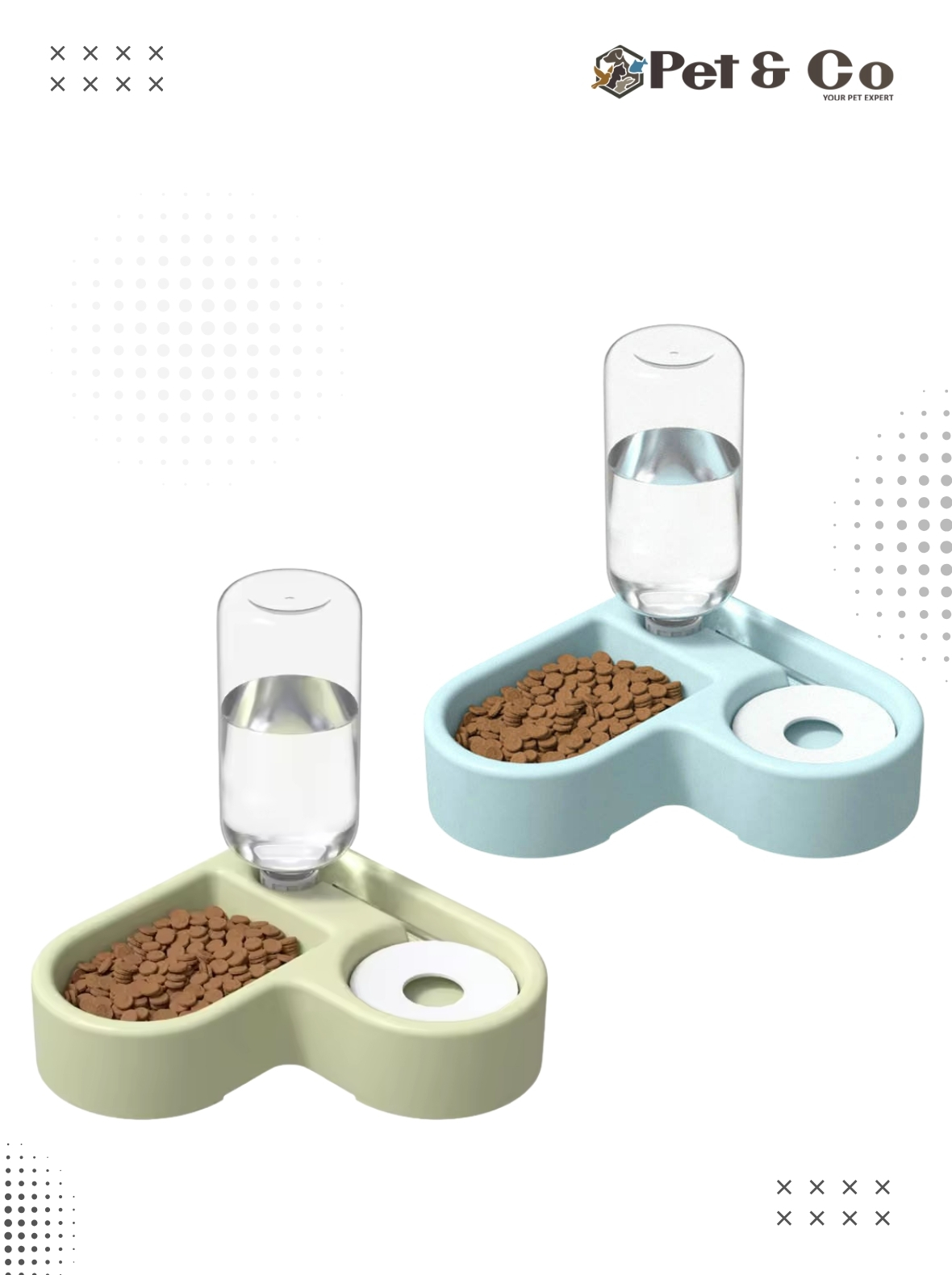 Pet Food and Water Dispenser Set