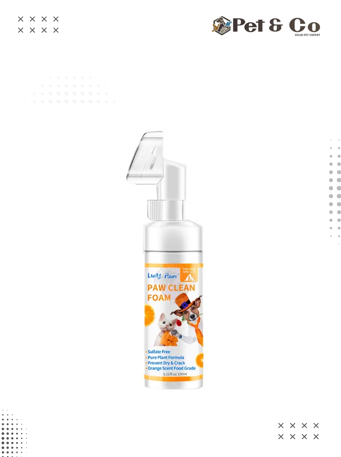 Pet Paw Cleaning Foam Orange Scented for Cats & Dogs 150mL