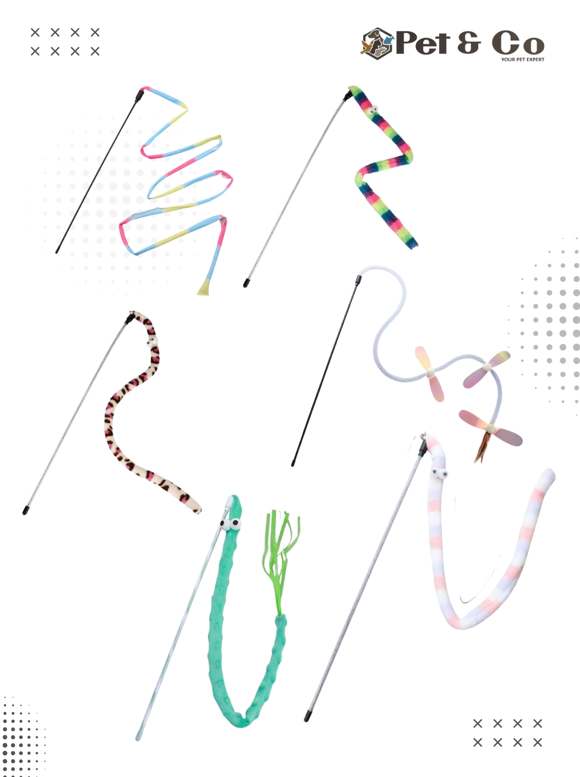 Rainbow Fluffy Long Plush Snake Funny Cat Stick Toy