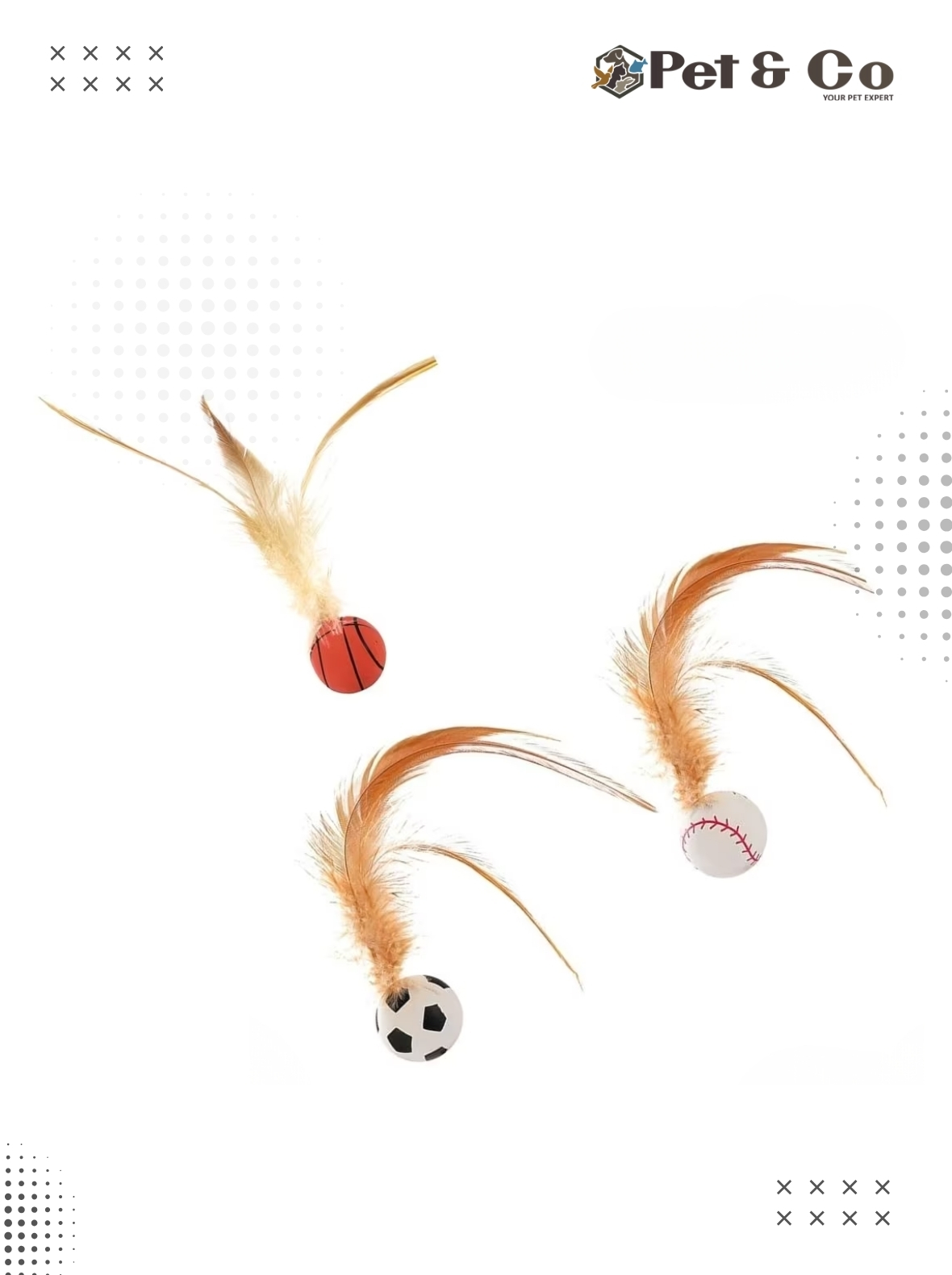 Rubber Feather Ball Toy For Cats