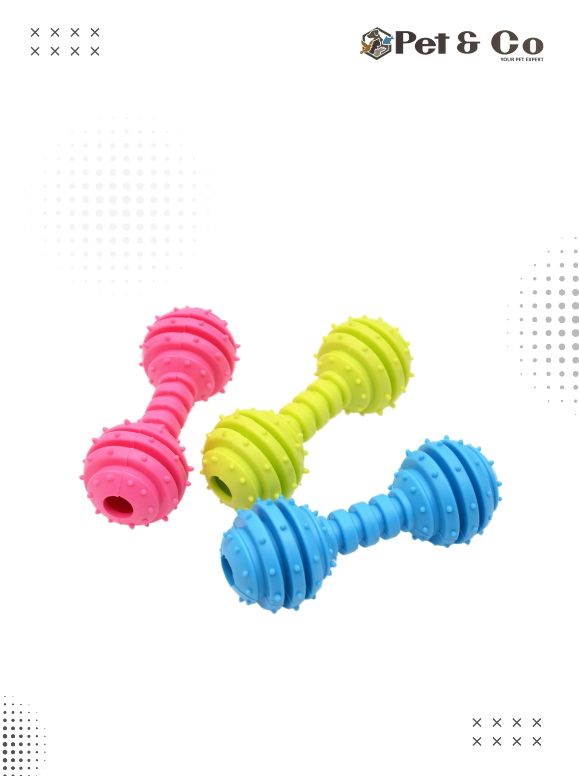 Solid Rubber Bone Toy for Medium and Small Dogs (Dumbell Shaped)
