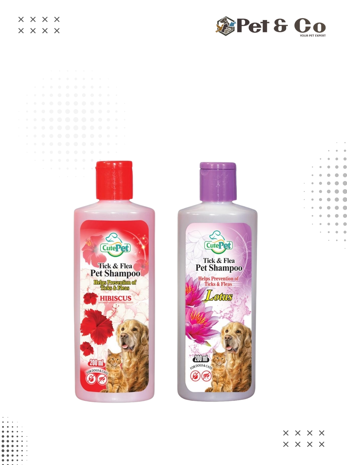 Cute Pet Ticks & Flea Shampoo For Cats & Dogs 200ml