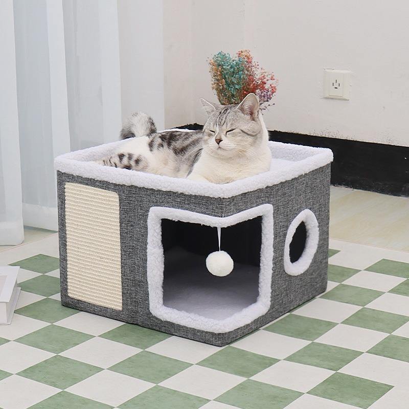 2-in-1-cat-bed-multi-tier-cat-house-with-toy-tunnel-foldable-scratching-post-1770883833