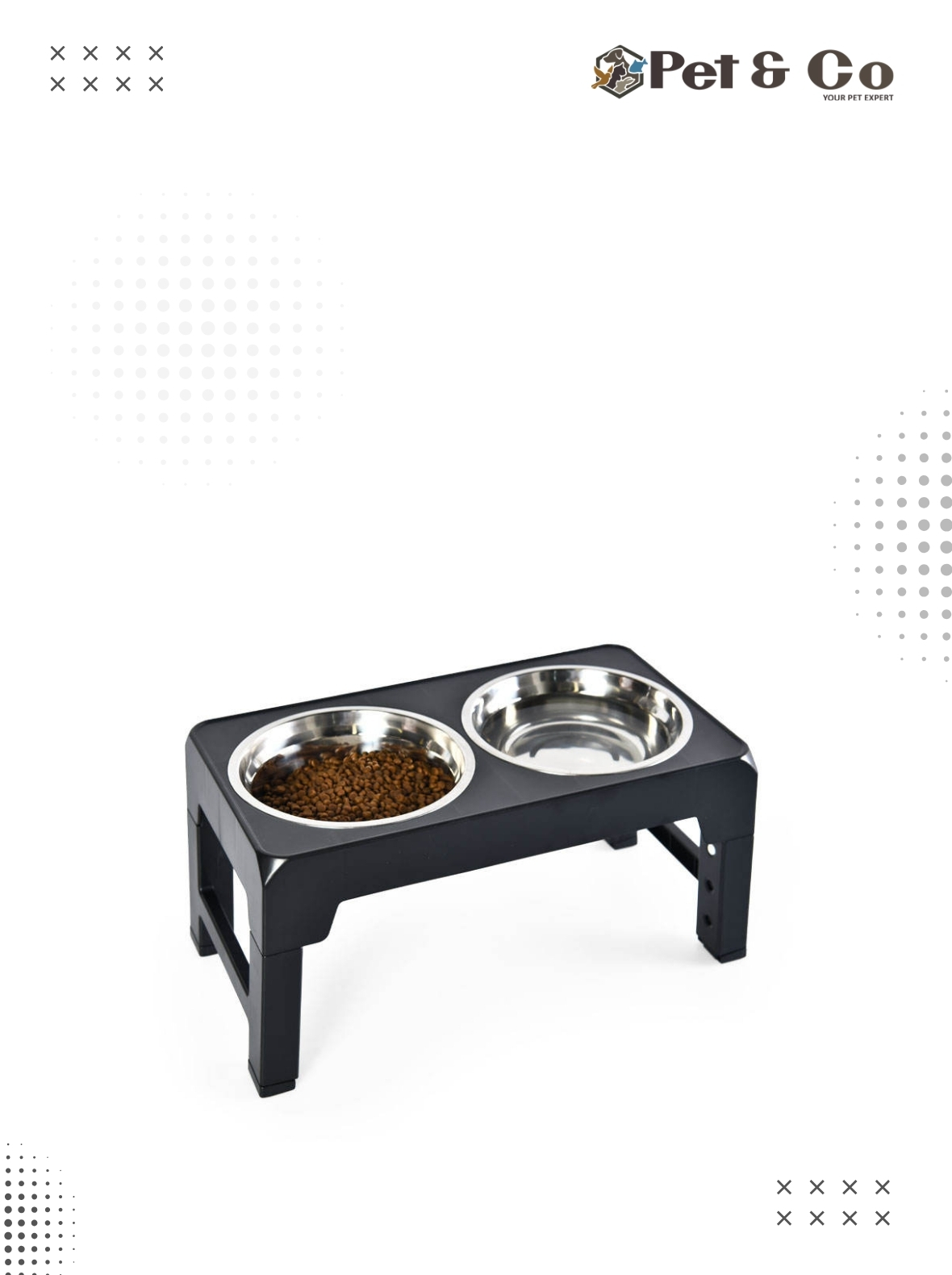 Elevated Food & Water Stainless Steel Bowls for Cats & Dogs (Large)