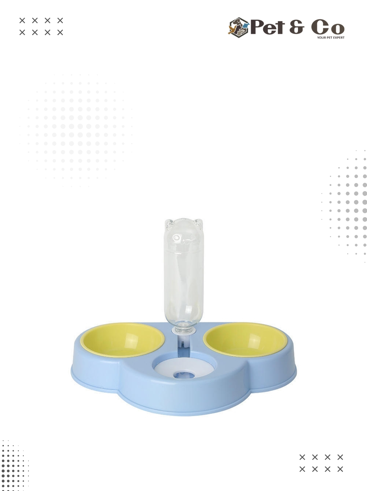 Triple Food Bowls With Automatic Water Dispenser