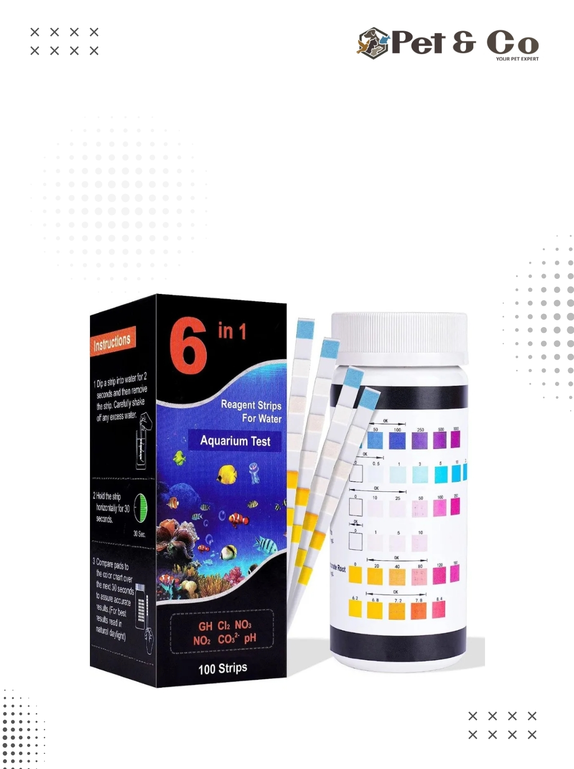 Reagent Strips For Water Aquarium Test (6 in 1) 100 Strips