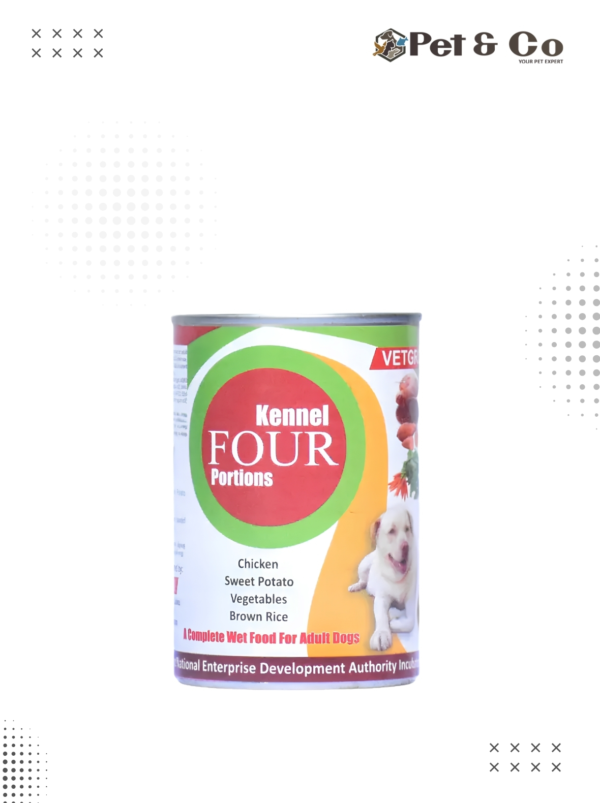 Vetgrow Kennel Four Portions Dog Wet Food Tin 400g