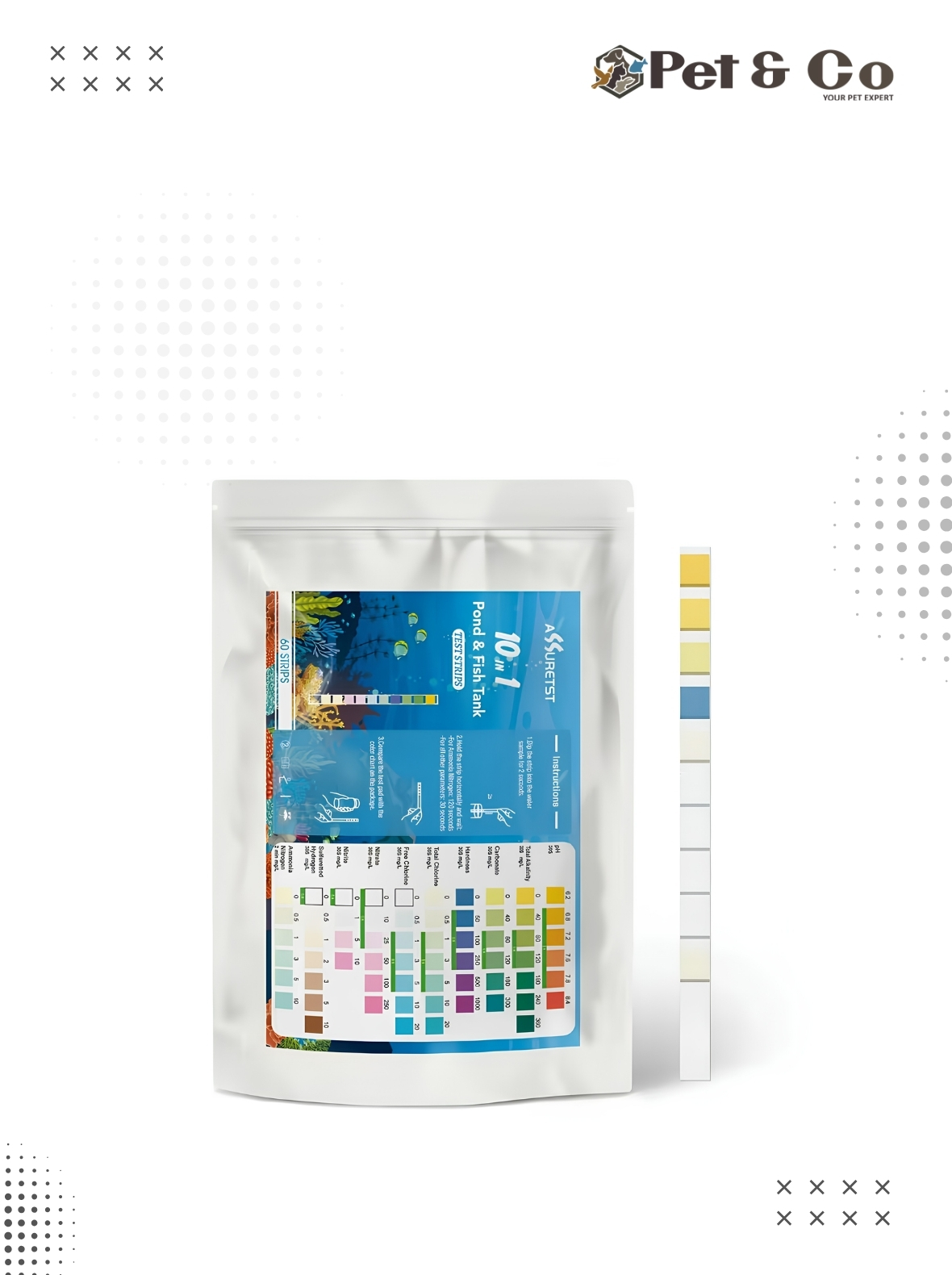 Strips For Water Aquarium Test (10 in 1) 60 Strips